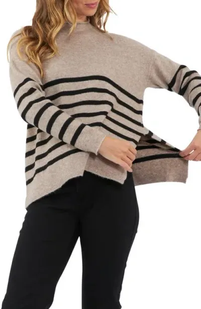 Ripe Maternity Gerrie St/nursing Sweater In Mocha/black