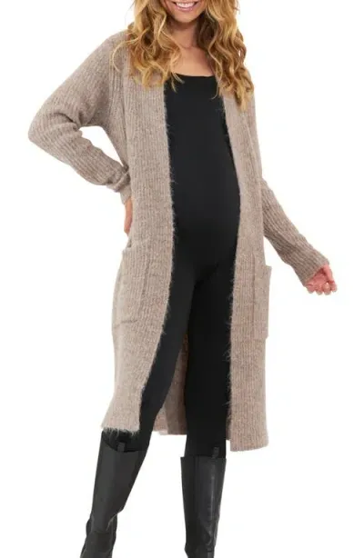 Ripe Maternity Helen Knit Longline Cardigan In Mocha