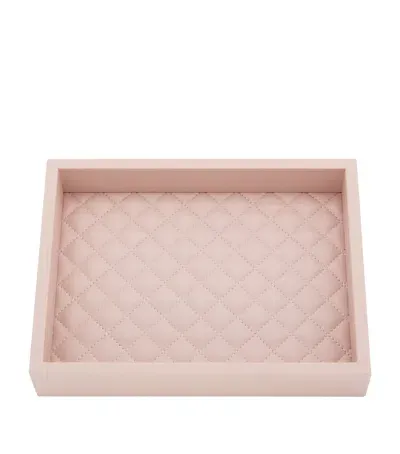 Riviere Quilted Leather Tray In Pink