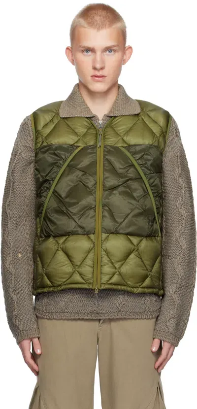 Roa Khaki Light Down Vest In Olive Branch