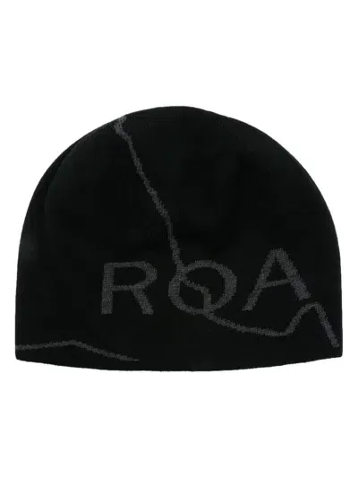 Roa Logo-intarsia Beanie In Black