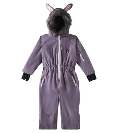 Roarsome Kids' Hop The Bunny Faux Fur-trimmed Skisuit In Purple