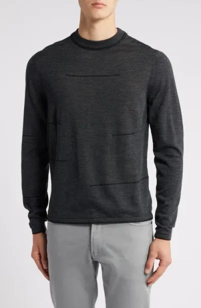 Robert Barakett Albany Broken Stripe Wool Crewneck Sweater In Grey