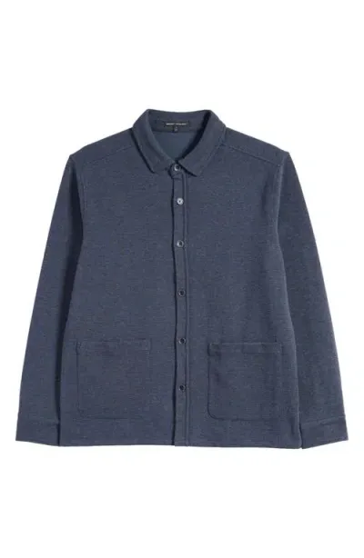 Robert Barakett Dugald Mélange Knit Button-up Overshirt In Blue