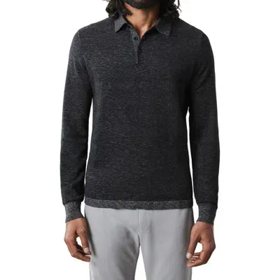 Robert Barakett Fielder Cotton & Cashmere Piqué Polo Sweater In Black