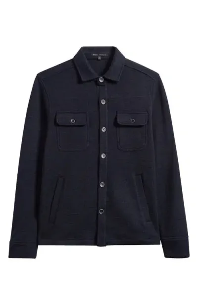 Robert Barakett Mezner Wool & Cotton Knit Overshirt In Navy