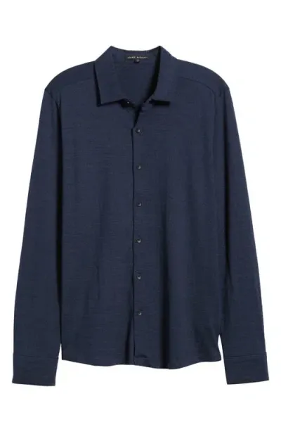 Robert Barakett Welshpool Knit Button-up Shirt In Navy