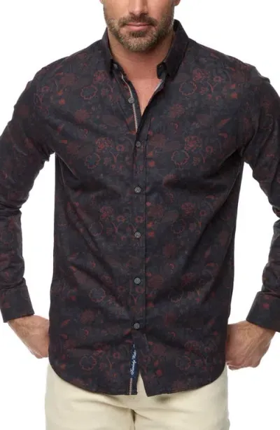 Robert Graham Andson Tailored Fit Floral Cotton Button-up Shirt In Navy