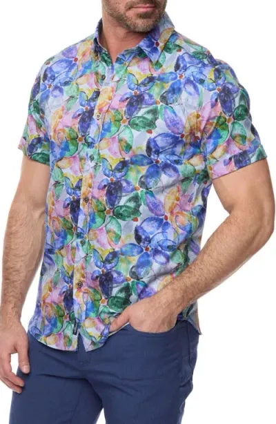 Robert Graham Gordon Short Sleeve Cotton Button-down Shirt In Multi