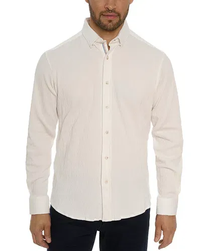 Robert Graham Hammond Tailored Fit Solid Textured Knit Button-up Shirt In White