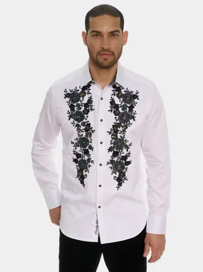 Robert Graham Men's Limited Edition Floral Embroidered Sport Shirt In White