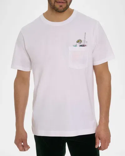 Robert Graham Cocktail Splash Cotton Graphic Pocket T-shirt In White