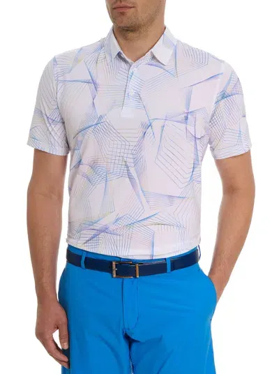 Robert Graham Sidecar Geo Print Regular Fit Polo Shirt In White