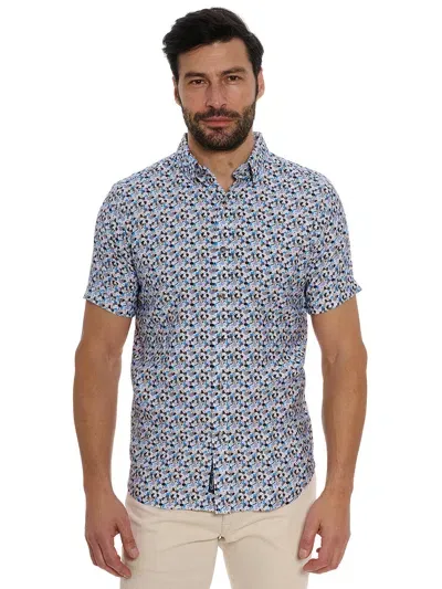 Robert Graham Vance Short Sleeve Button Down Shirt In Blue