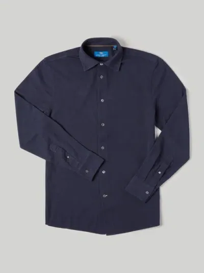 Robert Talbott Foster Long Sleeve Knit Shirt In Navy