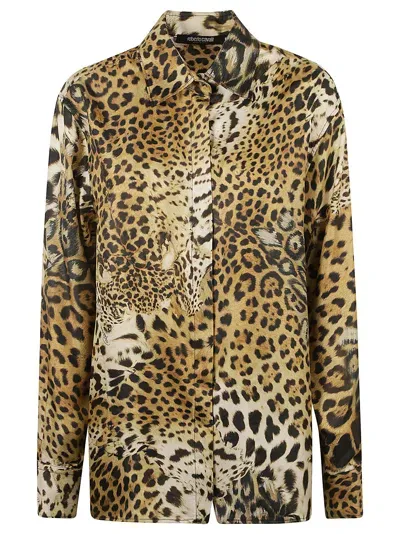 Roberto Cavalli Animalier Print Shirt In Brown