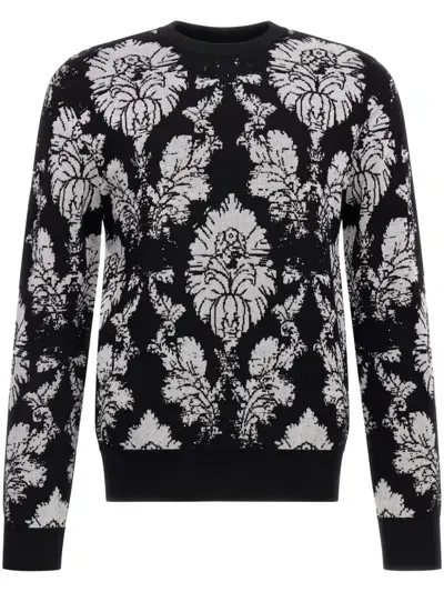 Roberto Cavalli Broccato Print Sweater In Black