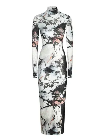 Roberto Cavalli Marmo Printed Chenille Dress In Multicolor