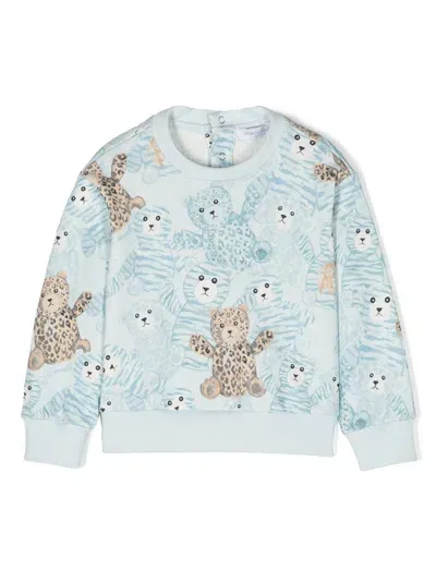 Roberto Cavalli Junior Babies' Bear-print Cotton Sweatshirt In Blue