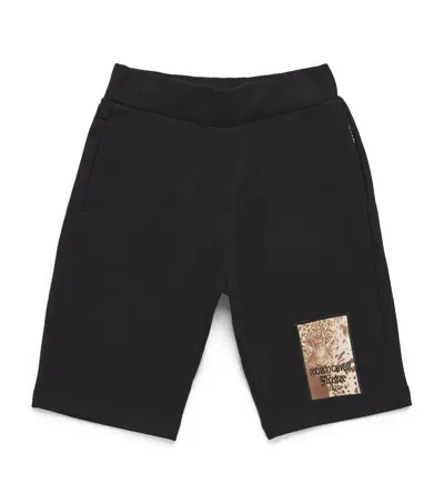 Roberto Cavalli Junior Kids' Leopard Logo Bermuda Shorts In Black