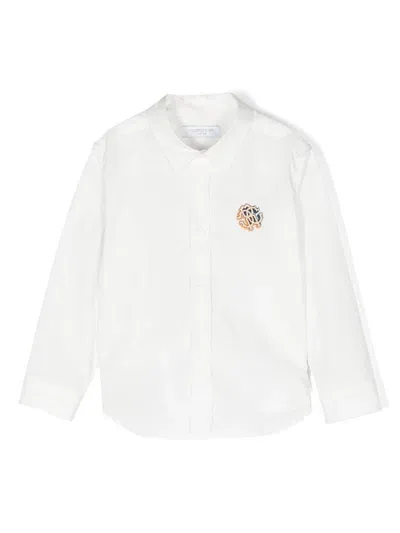 Roberto Cavalli Junior Babies' Logo-embroidered Cotton Shirt In White