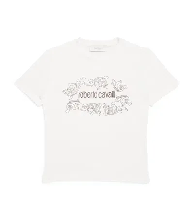 Roberto Cavalli Junior Kids' Logo T-shirt In White