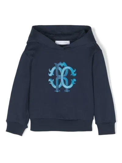 Roberto Cavalli Junior Babies' Monogram-embroidered Rib-trimmed Hoodie In 04926