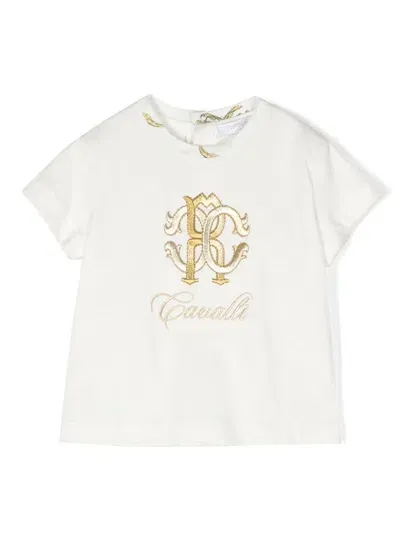 Roberto Cavalli Junior Babies' Monogram-patch T-shirt In White