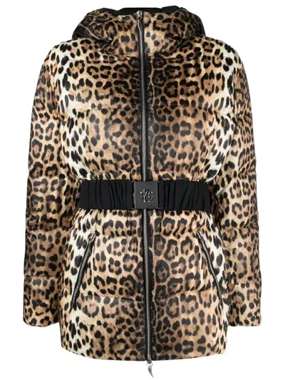 Roberto Cavalli Leopard-print Padded Jacket In Neutrals