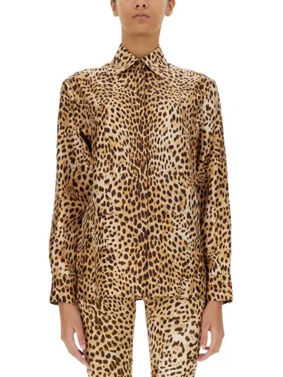 Roberto Cavalli Ocelot Print Shirt In Multicolour