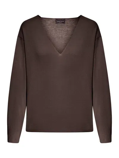 Roberto Collina Polo Neck Sweater In Brown