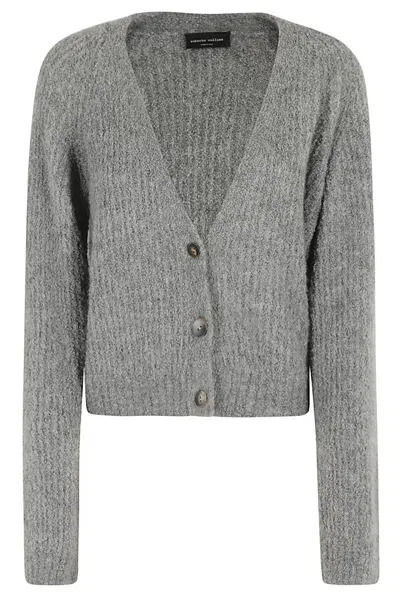 Roberto Collina V-neck Chunky Knit Cardigan In Grey