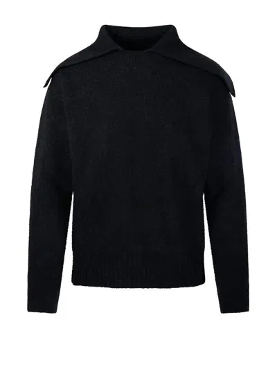 Roberto Collina Collar Detailed Knit Sweater In Black