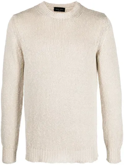 Roberto Collina Cotton-blend Knitted Jumper In Neutrals