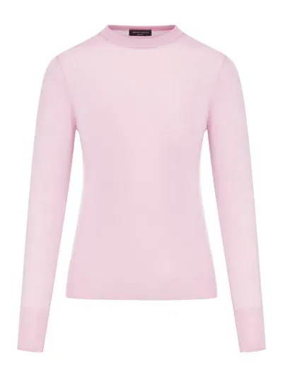 Roberto Collina Crewneck Sweater In Wool In Pink & Purple