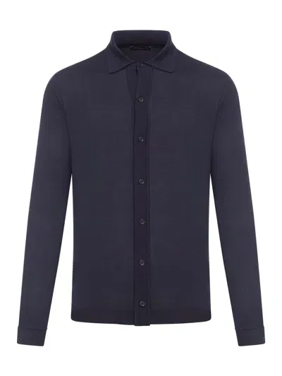 Roberto Collina Knitted Shirt In Blue