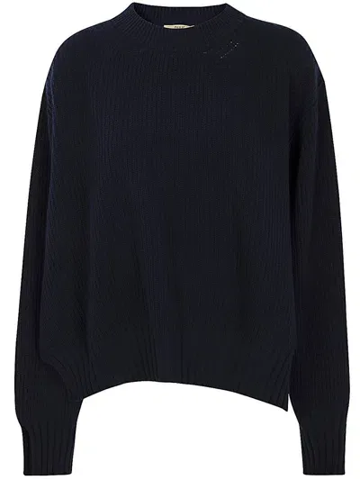 Roberto Collina Long Sleeves Round Neck Sweater Clothing In Blue