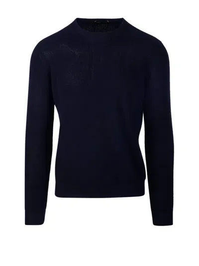 Roberto Collina Mockneck Knit Sweater In Navy