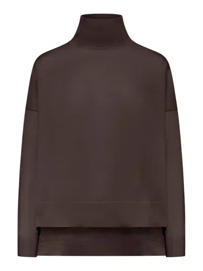 Roberto Collina Oversized Turtleneck Sweater In Brown