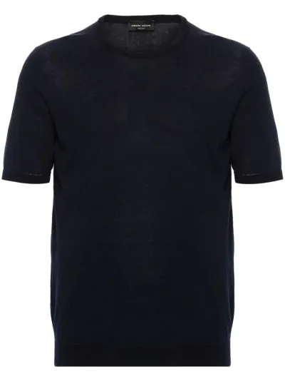 Roberto Collina Ribbed Cotton Jumper In Blue