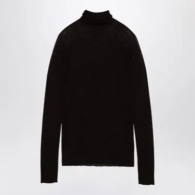 Roberto Collina Semi-transparent Turtleneck Sweater In Brown