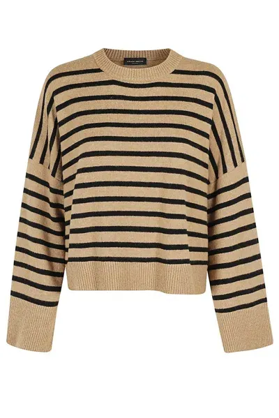 Roberto Collina Striped Crewneck Sweater In Brown