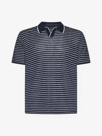 Roberto Collina Polo Shirt In Navy,white