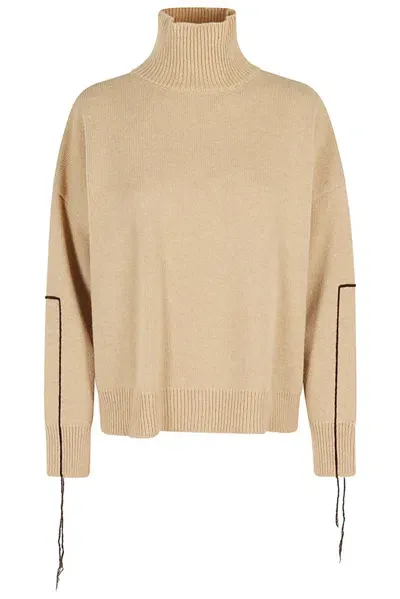 Roberto Collina Turtleneck Knit Sweater In Brown