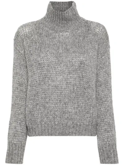 Roberto Collina Long Sleeves Turtle Neck Sweater Clothing In Grey