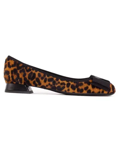 Roberto Festa Sisko Ponyhair Leopard Print Ballerina Shoes In Brown