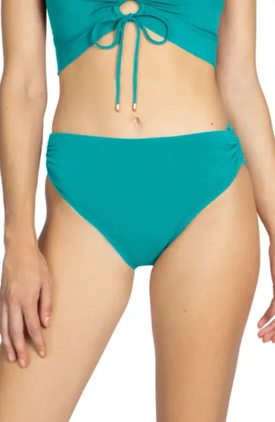 Robin Piccone Aubrey High Waist Bikini Bottoms In Cyan Blue