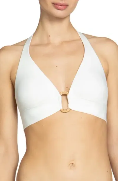 Robin Piccone Margot Ring Halter Bikini Top In White