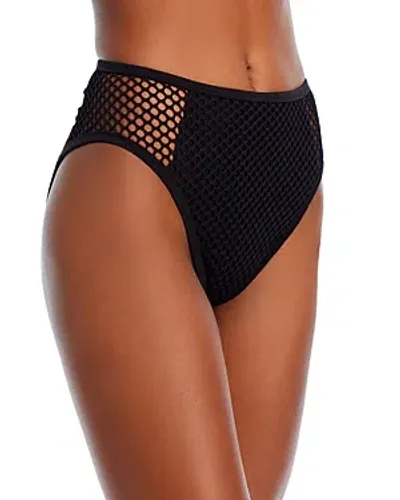 Robin Piccone Pua Mesh High Waist Bikini Bottom In Black