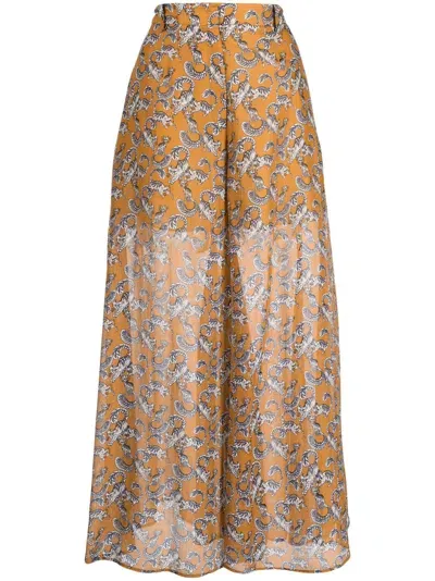 Rochas Animal-print Palazzo Trousers In Orange